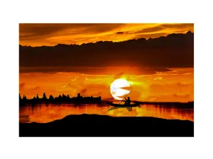 Sea Sunrise Boat Painting