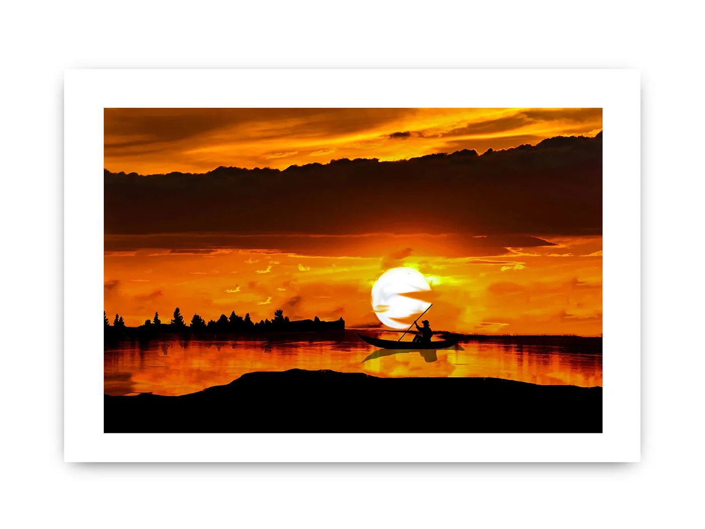 Sea Sunrise Boat Painting
