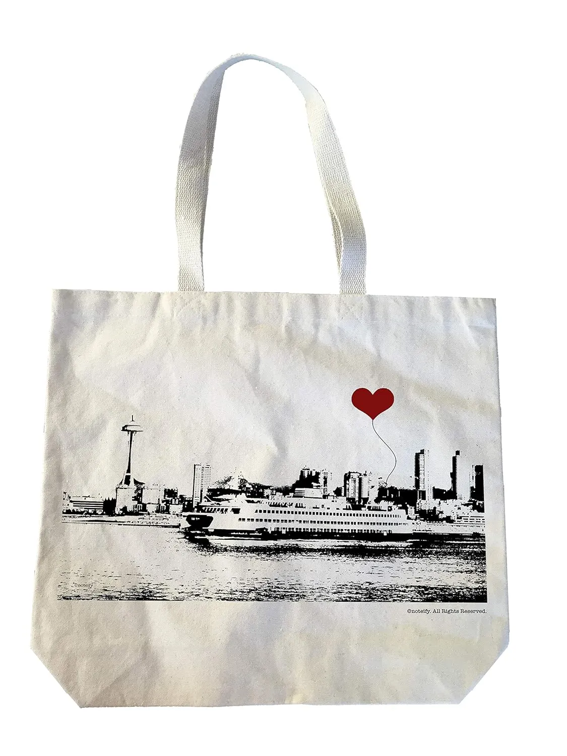 Seattle Ferry Boat Space Needle Canvas Tote Bag