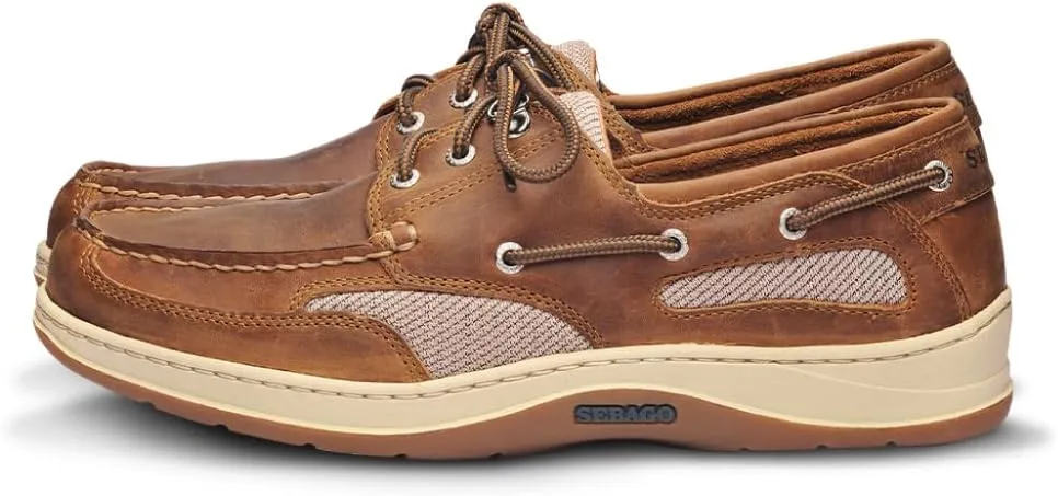 Sebago Clovehitch II FGL Waxed Boat Shoes - Leather Moccasins for Men with Breathable Mesh Panels, Anatomical EVA Midsoles, and Slip-Resistant Outsoles, Cinnamon - 10 Wide
