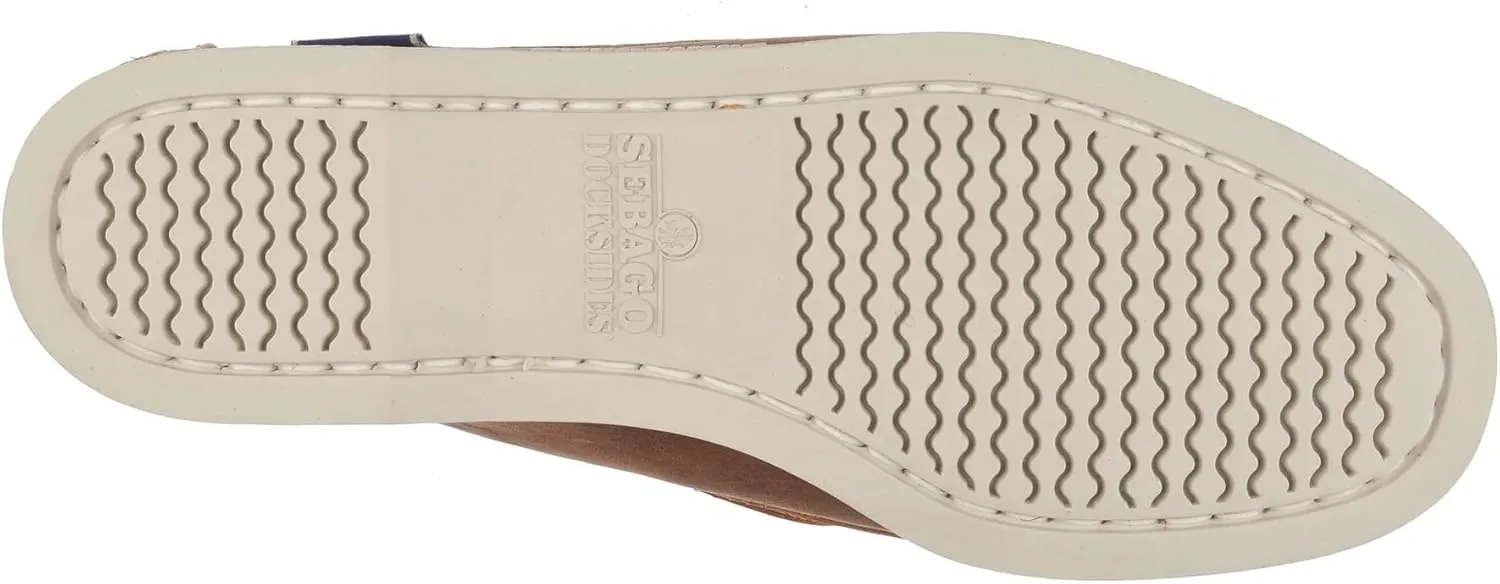 Sebago Portland Crazy H Boat Shoes - Patterned & Distressed Waxed Leather Mocassins with Leather Sock Lining and Non-Marking, Non-Slip Rubber Outsoles