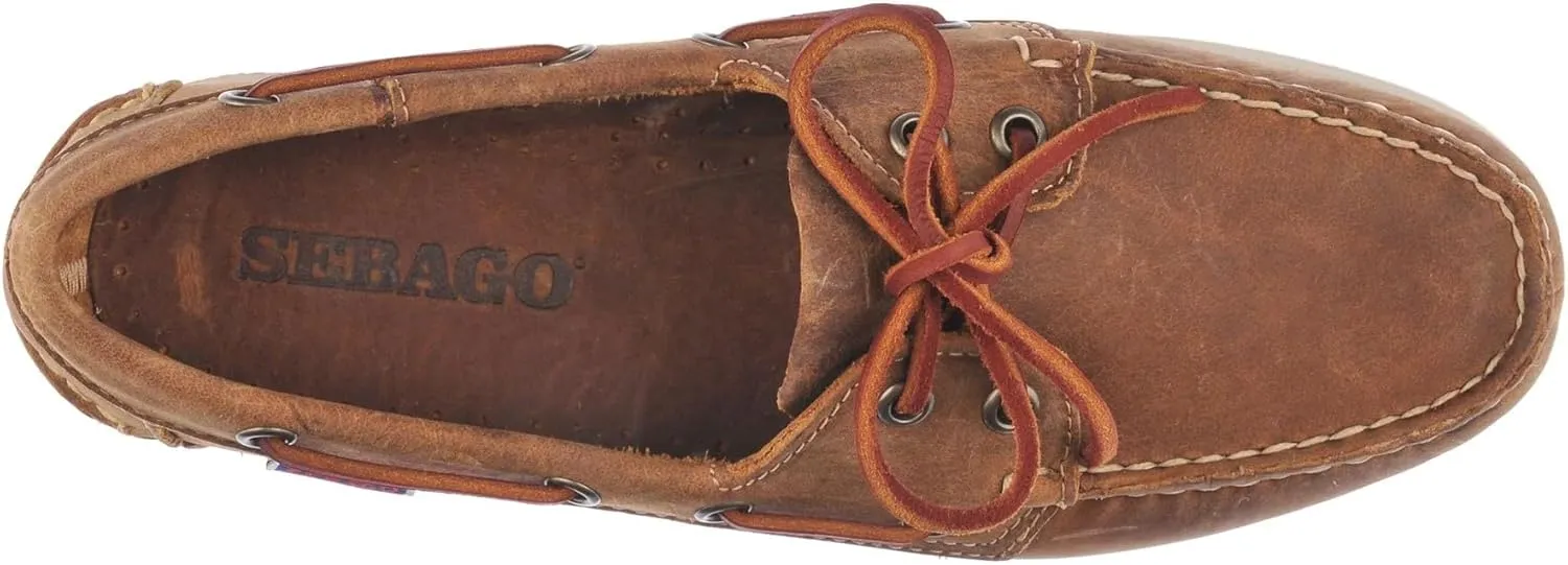 Sebago Portland Crazy H Boat Shoes - Patterned & Distressed Waxed Leather Mocassins with Leather Sock Lining and Non-Marking, Non-Slip Rubber Outsoles