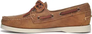 Sebago Portland Crazy H Boat Shoes - Patterned & Distressed Waxed Leather Mocassins with Leather Sock Lining and Non-Marking, Non-Slip Rubber Outsoles