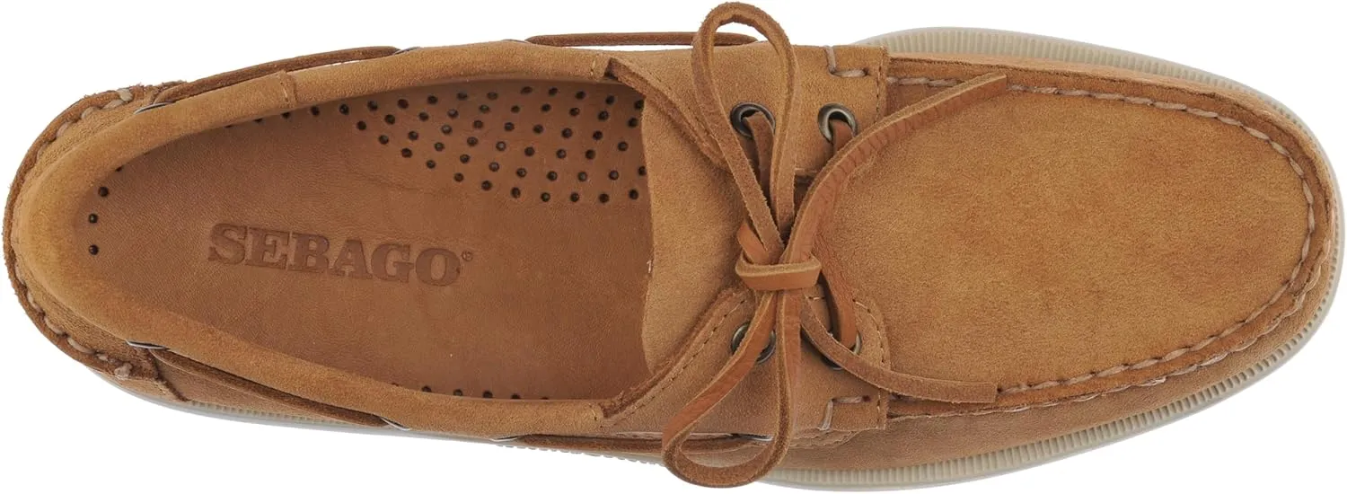 Sebago Portland Roughout Boat Shoes - Handsewn Roughout Leather Moccasins with Leather Sock Lining and Non-Marking, Non-Slip Siped Rubber Outsoles