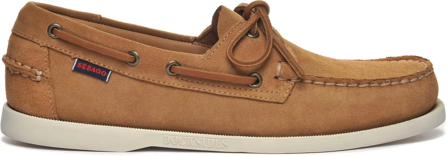 Sebago Portland Roughout Boat Shoes - Handsewn Roughout Leather Moccasins with Leather Sock Lining and Non-Marking, Non-Slip Siped Rubber Outsoles