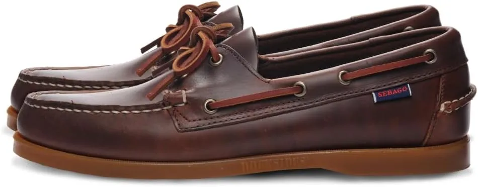 Sebago Portland Waxed Boat Shoes - Handsewn Waxed Leather Moccasins with Leather Sock Lining and Non-Marking, Slip-Resistant Rubber Outsoles