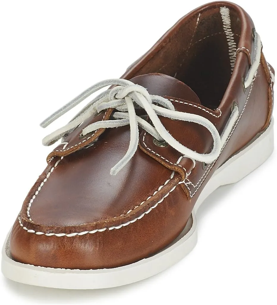 Sebago Portland Waxed Boat Shoes - Handsewn Waxed Leather Moccasins with Leather Sock Lining and Non-Marking, Slip-Resistant Rubber Outsoles
