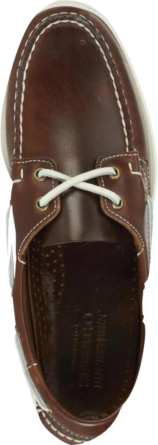 Sebago Portland Waxed Boat Shoes - Handsewn Waxed Leather Moccasins with Leather Sock Lining and Non-Marking, Slip-Resistant Rubber Outsoles