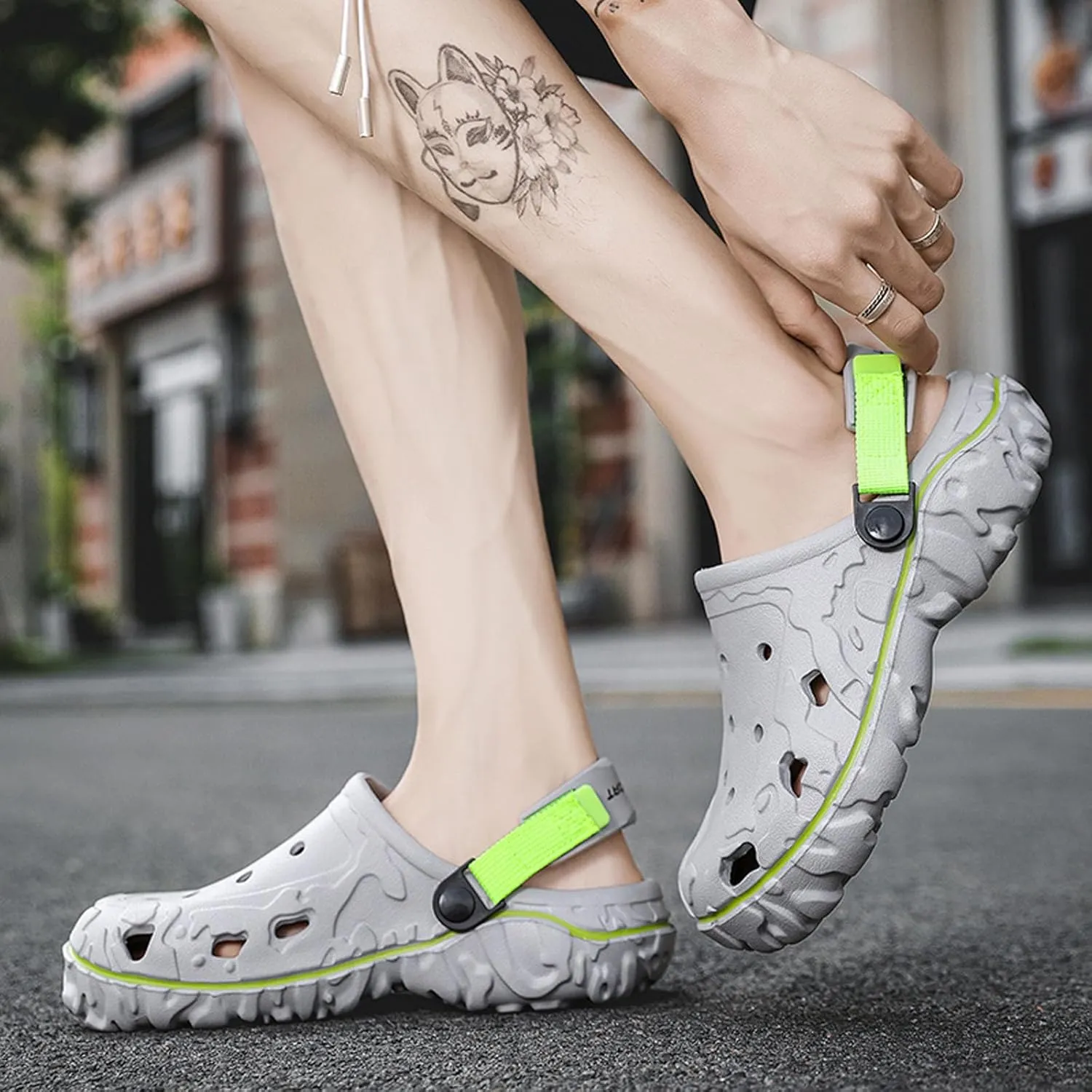 SECHRITE Men's Clogs Athletic Fashion Clogs and Mules with Adjustable Back Strap Slip-on Outdoor Water Beach Shoes Sandals Lightweight Comfortable Breathable - River Edge