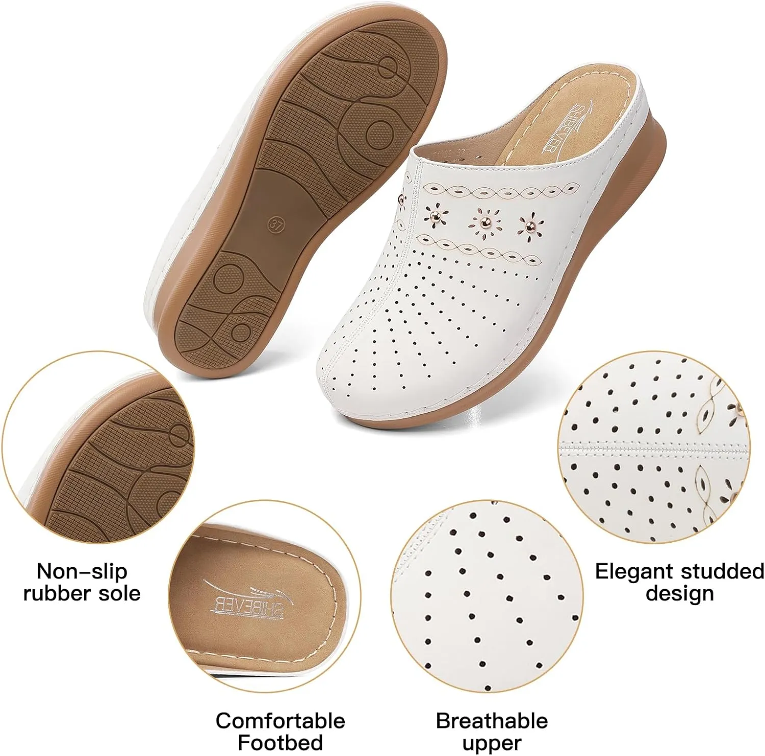SHIBEVER Clogs for Women Mules Slip-On: Closed Toe Clog - Comfortable Womens Mule