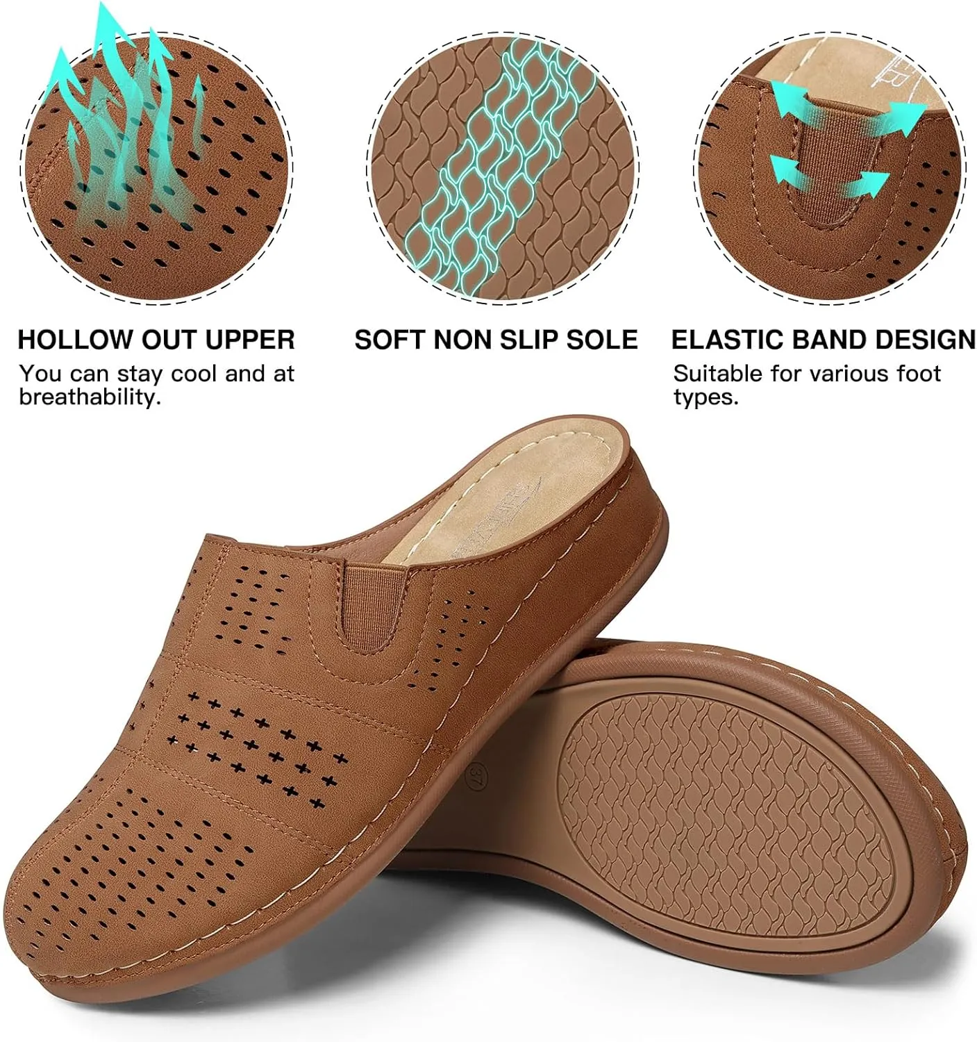 SHIBEVER Clogs for Womens Mules Shoes: Slip-On Flat Mule Shoes - Closed Toe Sandals Comfortable