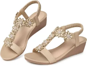 SHIBEVER Wedge Sandals for Women Dressy: Summer Platform Comfortable Low Wedges Womens Sandal