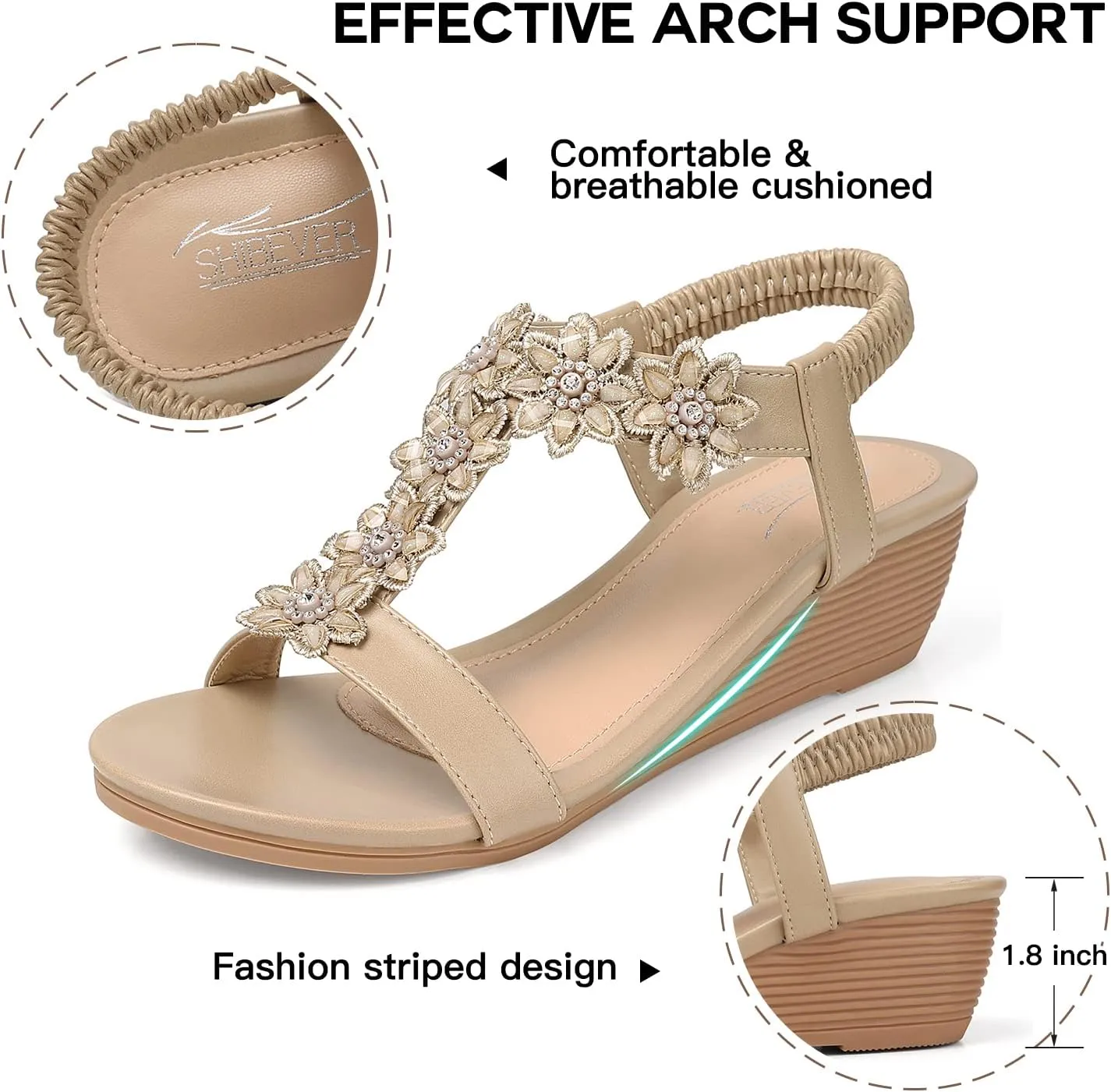 SHIBEVER Wedge Sandals for Women Dressy: Summer Platform Comfortable Low Wedges Womens Sandal