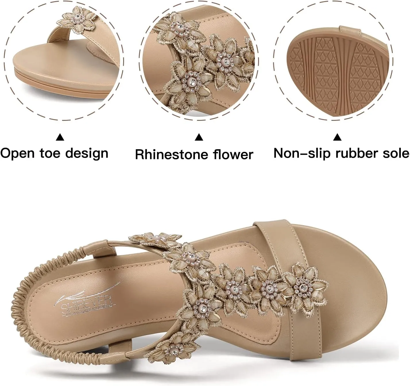 SHIBEVER Wedge Sandals for Women Dressy: Summer Platform Comfortable Low Wedges Womens Sandal