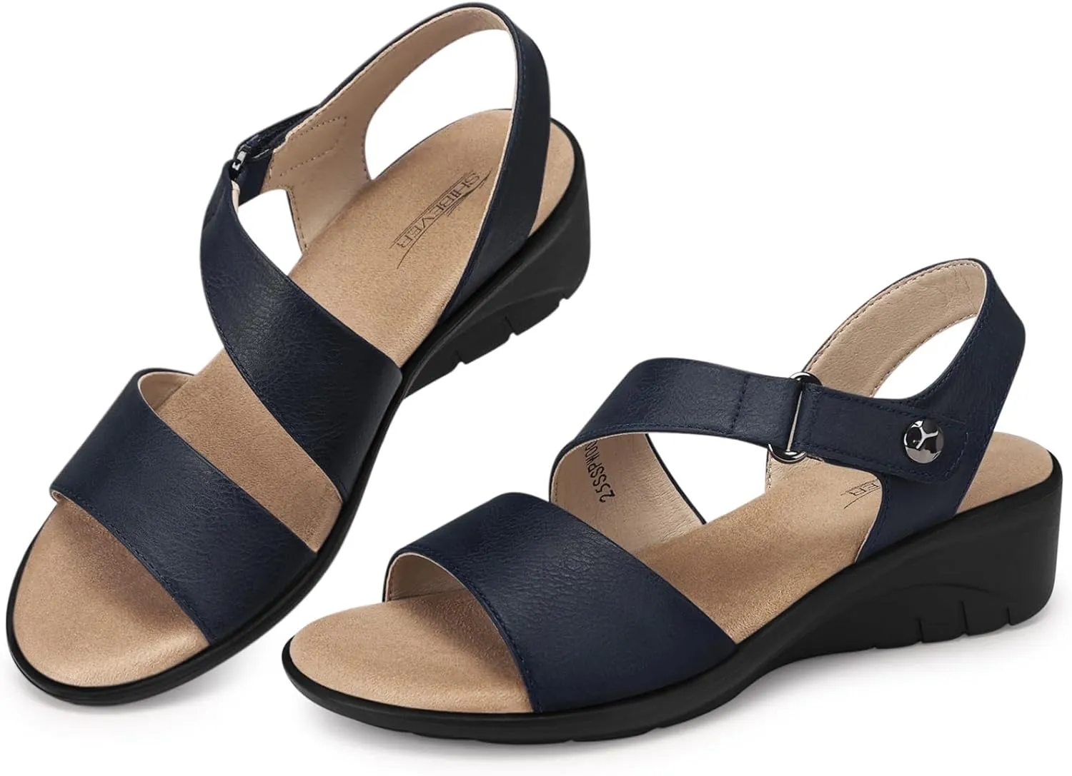 SHIBEVER Women's Low Wedge Heel Sandals Dressy Summer Ankle Strap Sandals Open Toe Comfortable Causal Platform Shoes