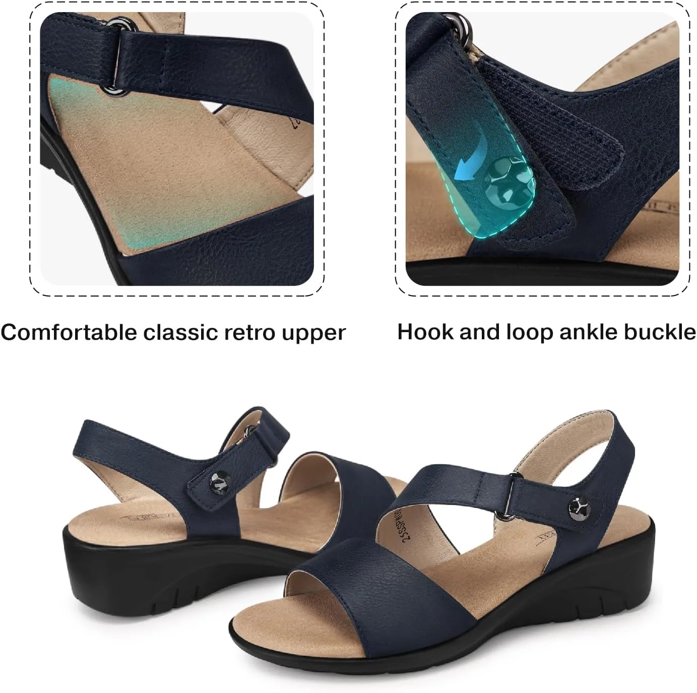 SHIBEVER Women's Low Wedge Heel Sandals Dressy Summer Ankle Strap Sandals Open Toe Comfortable Causal Platform Shoes