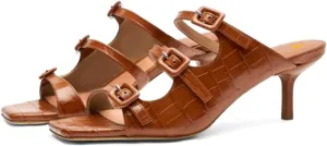 SHODENSE Women Kitten Heels Mules Square Open Toe Sandals Suede 2 Inch Mid Heels Slippers Buckle Strappy Patent Crocodile Mule Clogs Peep Toe Slip-Ons Comfortable Slides Shoes Dressy Fashion 4-11 M US