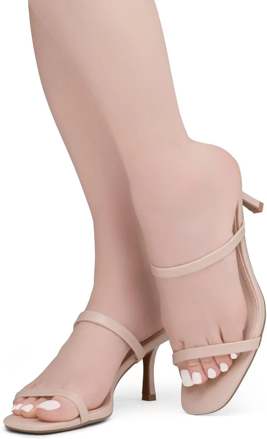 Shoe Land Women's Low Heels | Kitten Heel Sandals for Women | Open Toe Slip-On Slides | Two-Strap Heeled Mules | Dressy Short Heels for Party, Wedding & Vacation