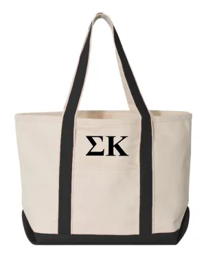 Sigma Kappa Black Boat Tote - Medium
