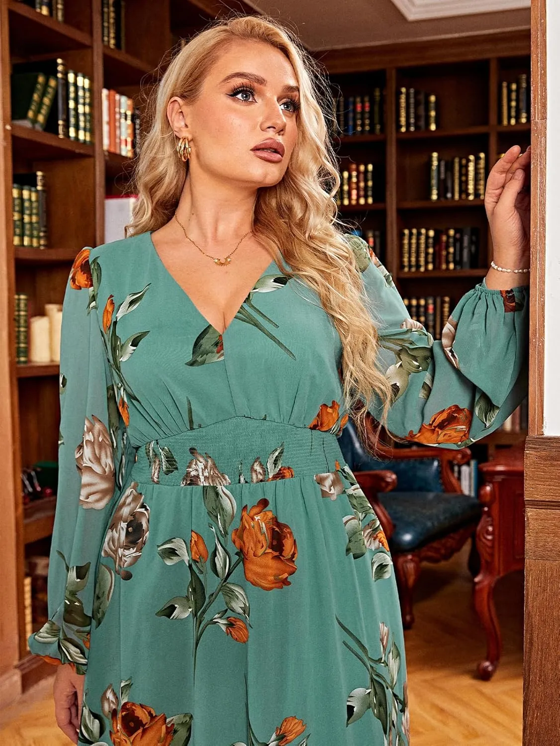 Simplee Women's Boho Floral Maxi Dress Flowy Casual V Neck Short Sleeve Wedding Guest Holiday Beach Long Dress