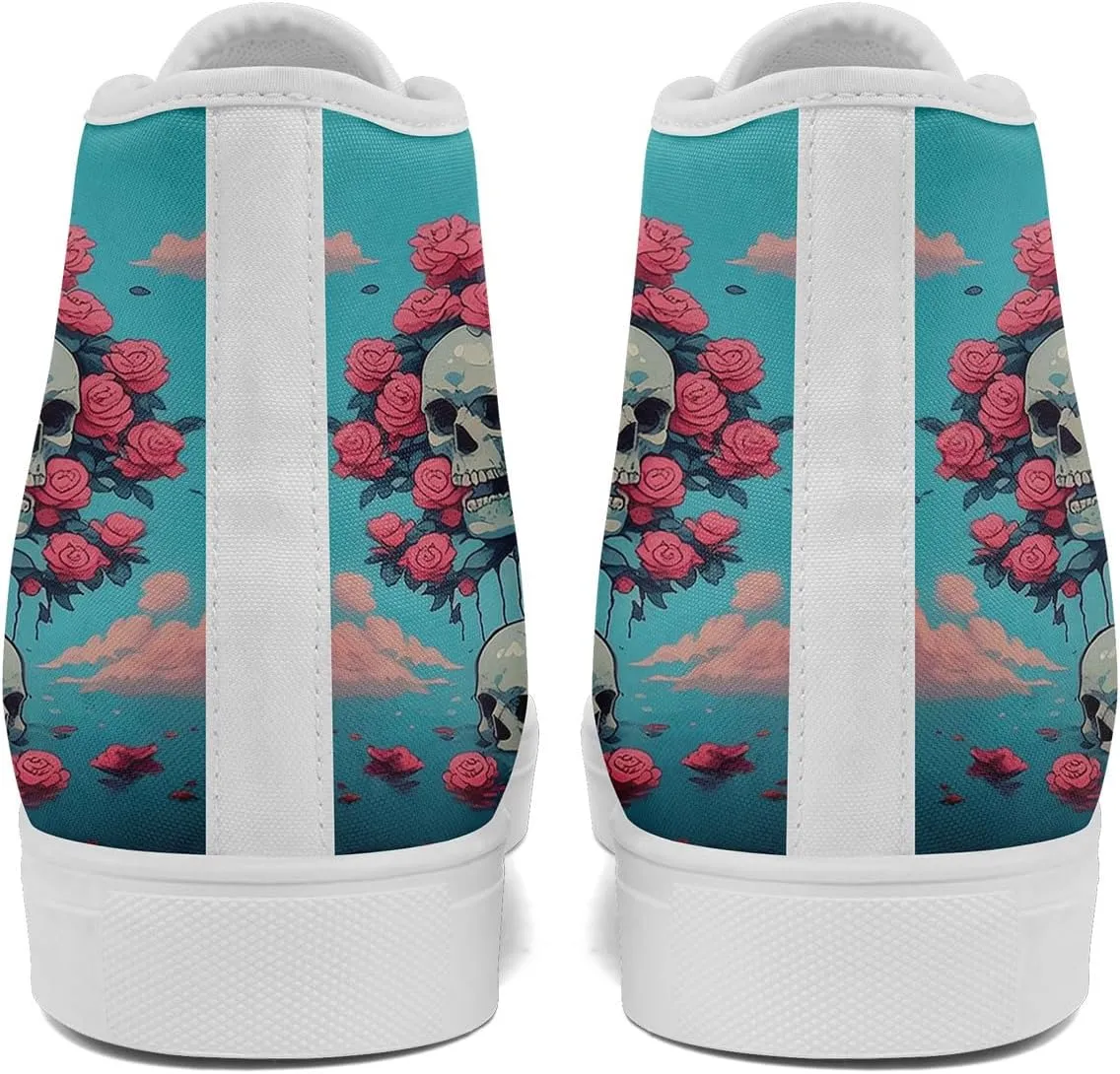 Skull High Top Canvas Sneakers Fashion Punk Rock Joker Print Shoes Casual Walking Shoes Streetwear