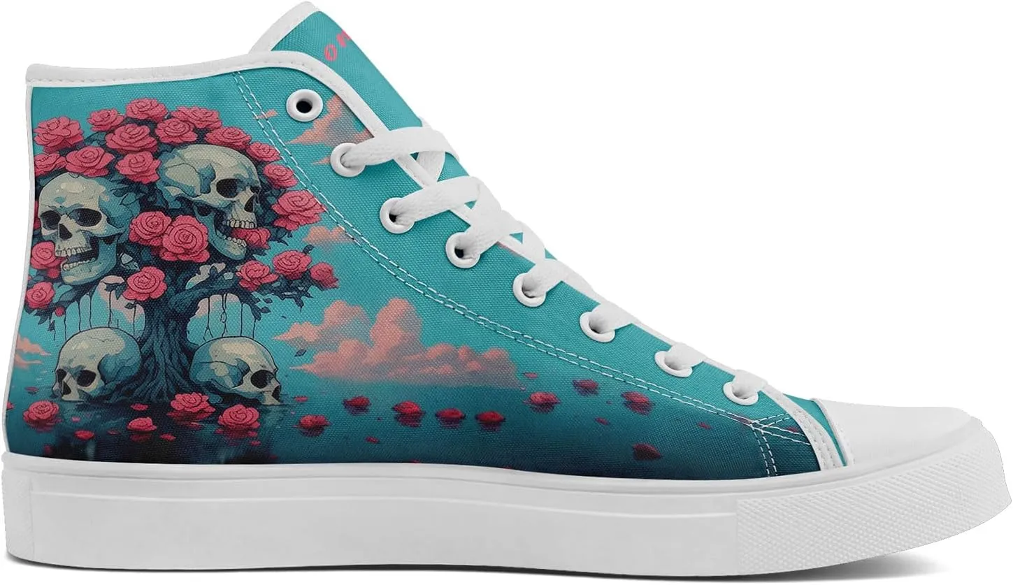 Skull High Top Canvas Sneakers Fashion Punk Rock Joker Print Shoes Casual Walking Shoes Streetwear