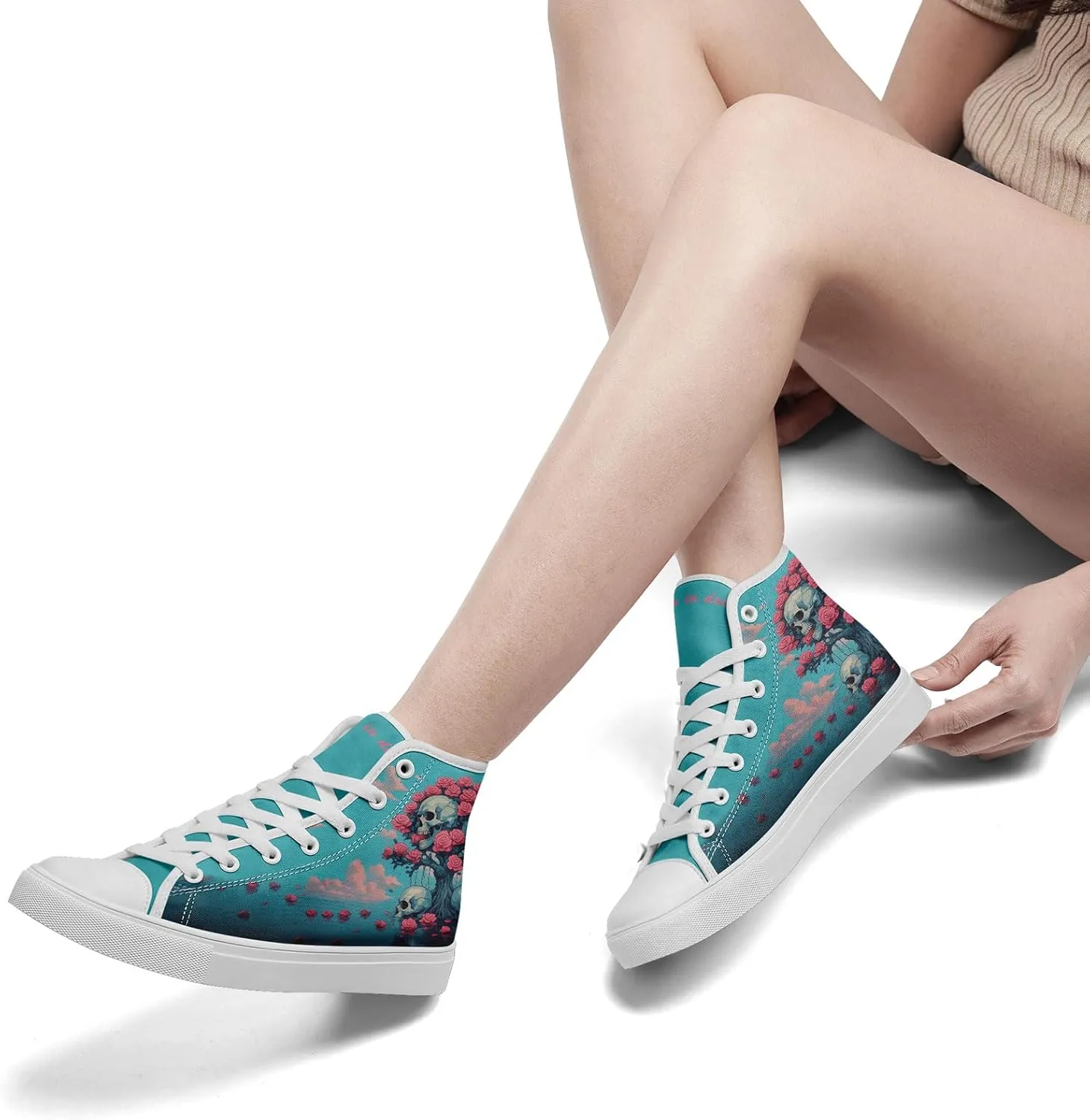 Skull High Top Canvas Sneakers Fashion Punk Rock Joker Print Shoes Casual Walking Shoes Streetwear