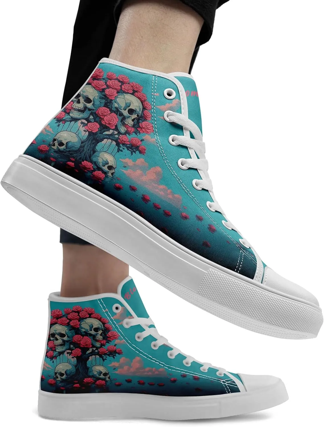 Skull High Top Canvas Sneakers Fashion Punk Rock Joker Print Shoes Casual Walking Shoes Streetwear