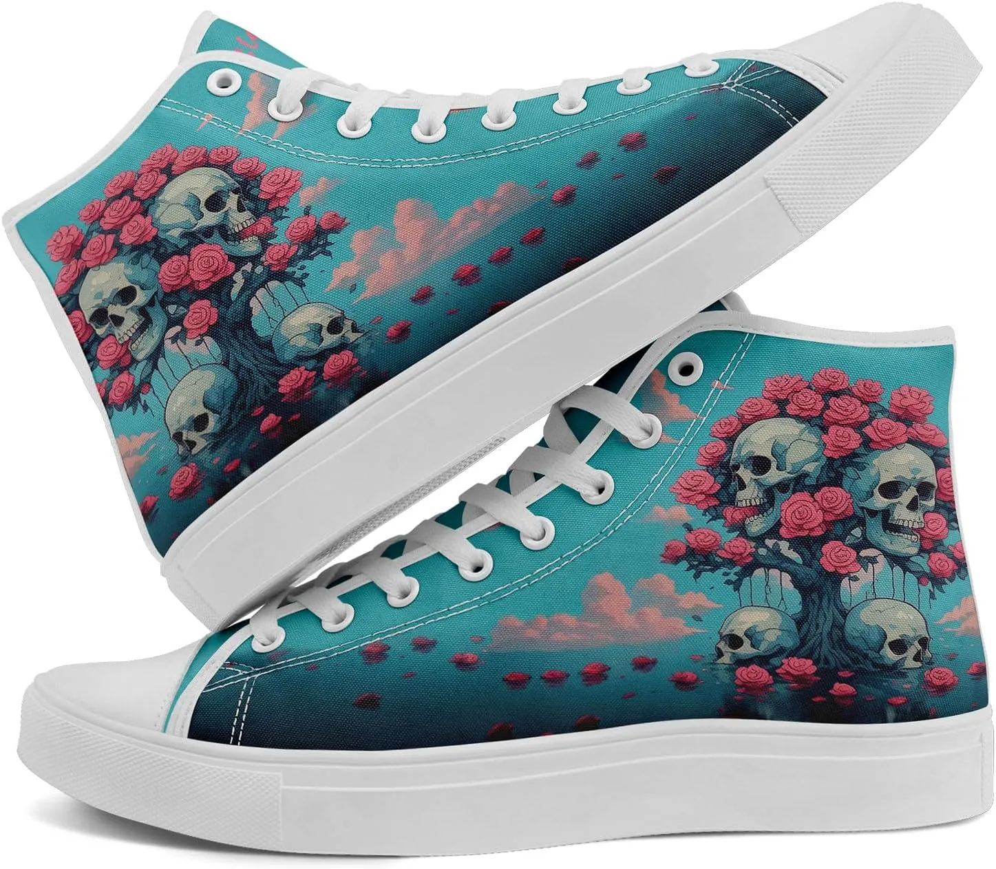 Skull High Top Canvas Sneakers Fashion Punk Rock Joker Print Shoes Casual Walking Shoes Streetwear