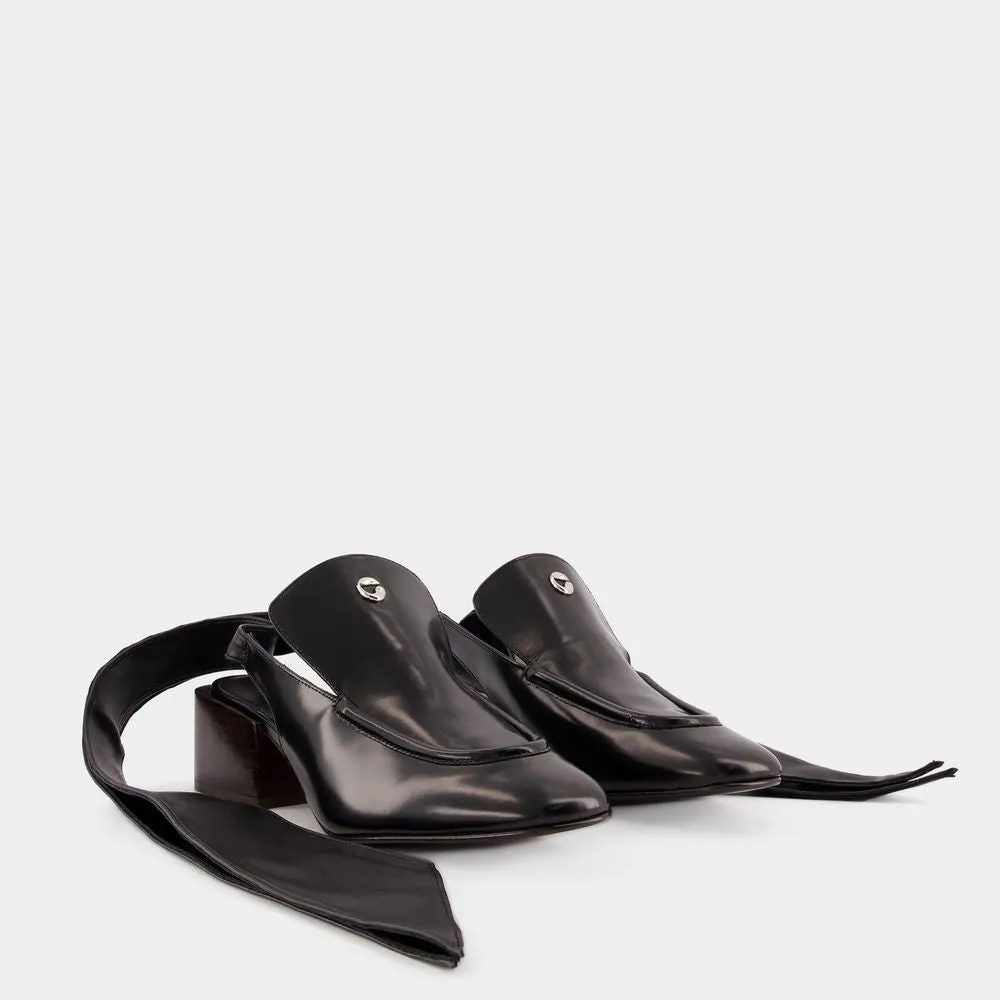 Sling Back Loafers - Leather - Black