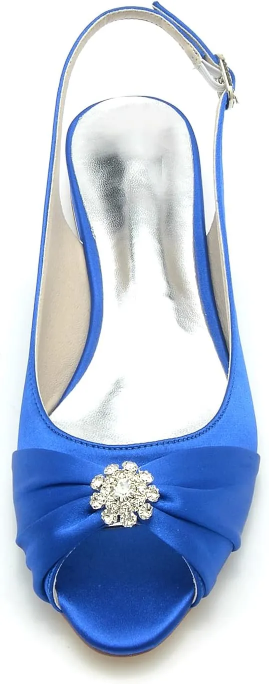 Slingback Flats for Women Comfort Low Heel Rhinestones Floral Buckle Fashion Dress Shoes for Women