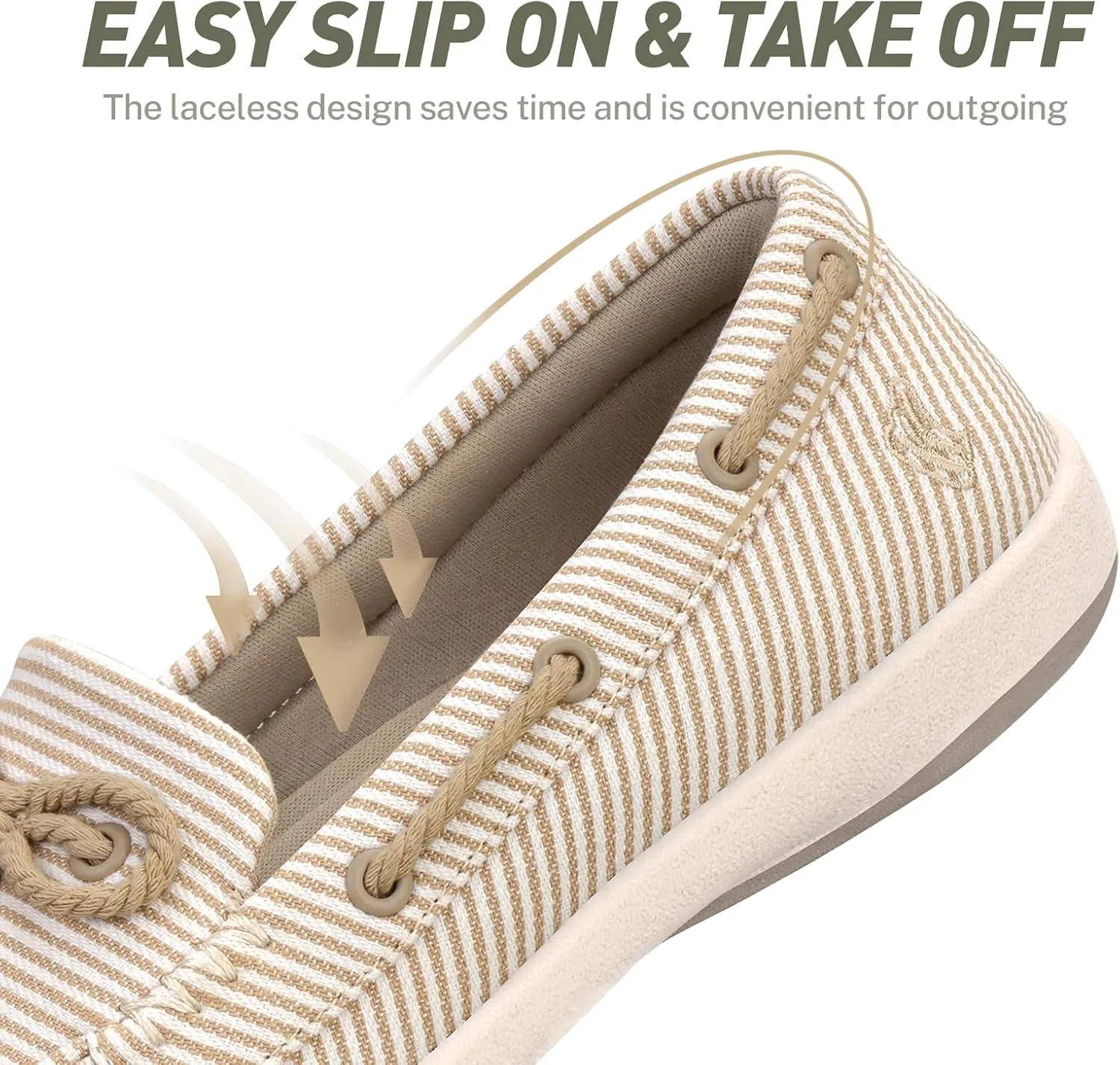 Slip On Shoes Women - Casual Comfortable Boat Shoes for Women with Arch Support - Orthopedic Canvas Loafers Shoes for Plantar Fasciitis & Daily Walking