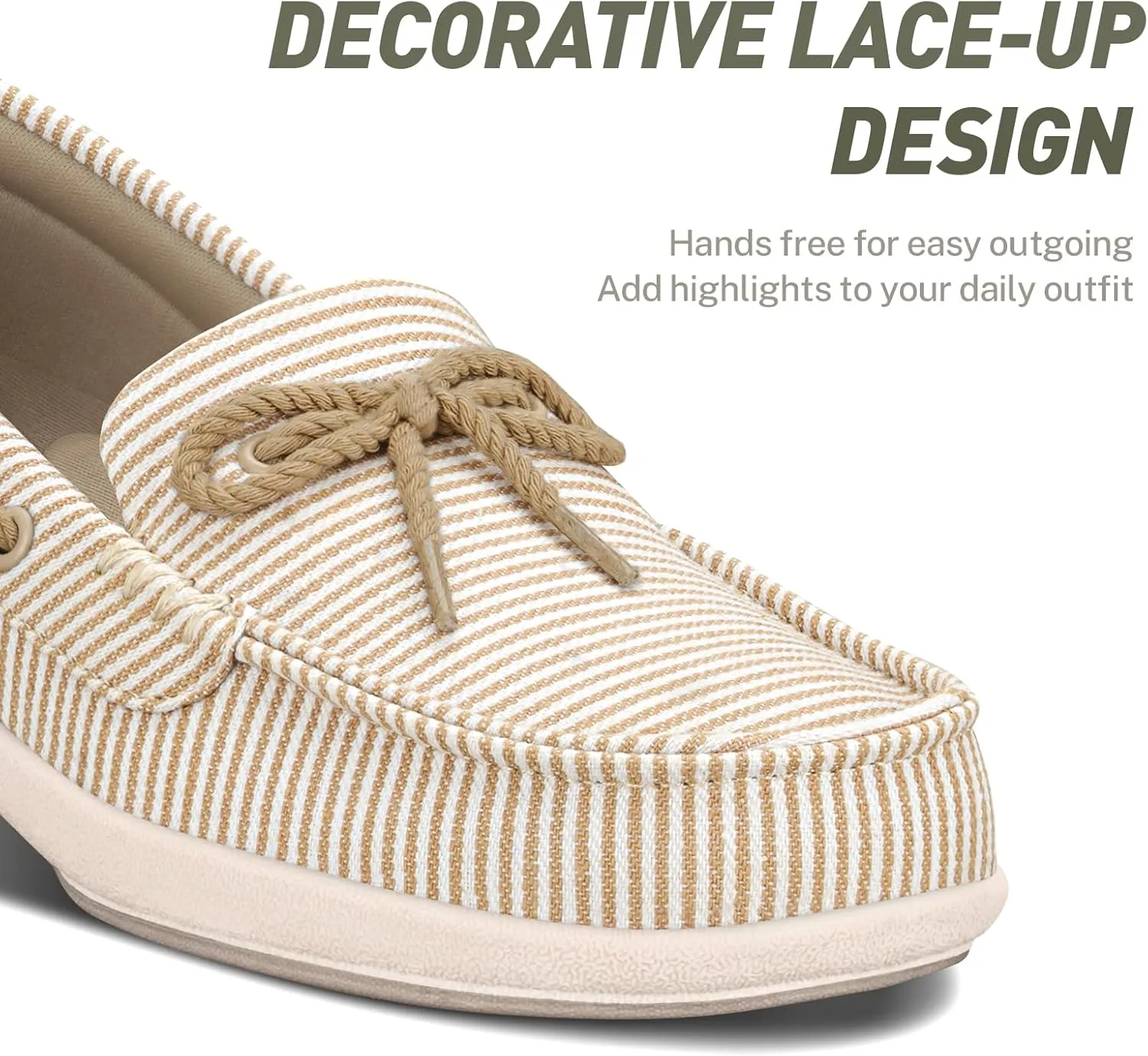 Slip On Shoes Women - Casual Comfortable Boat Shoes for Women with Arch Support - Orthopedic Canvas Loafers Shoes for Plantar Fasciitis & Daily Walking