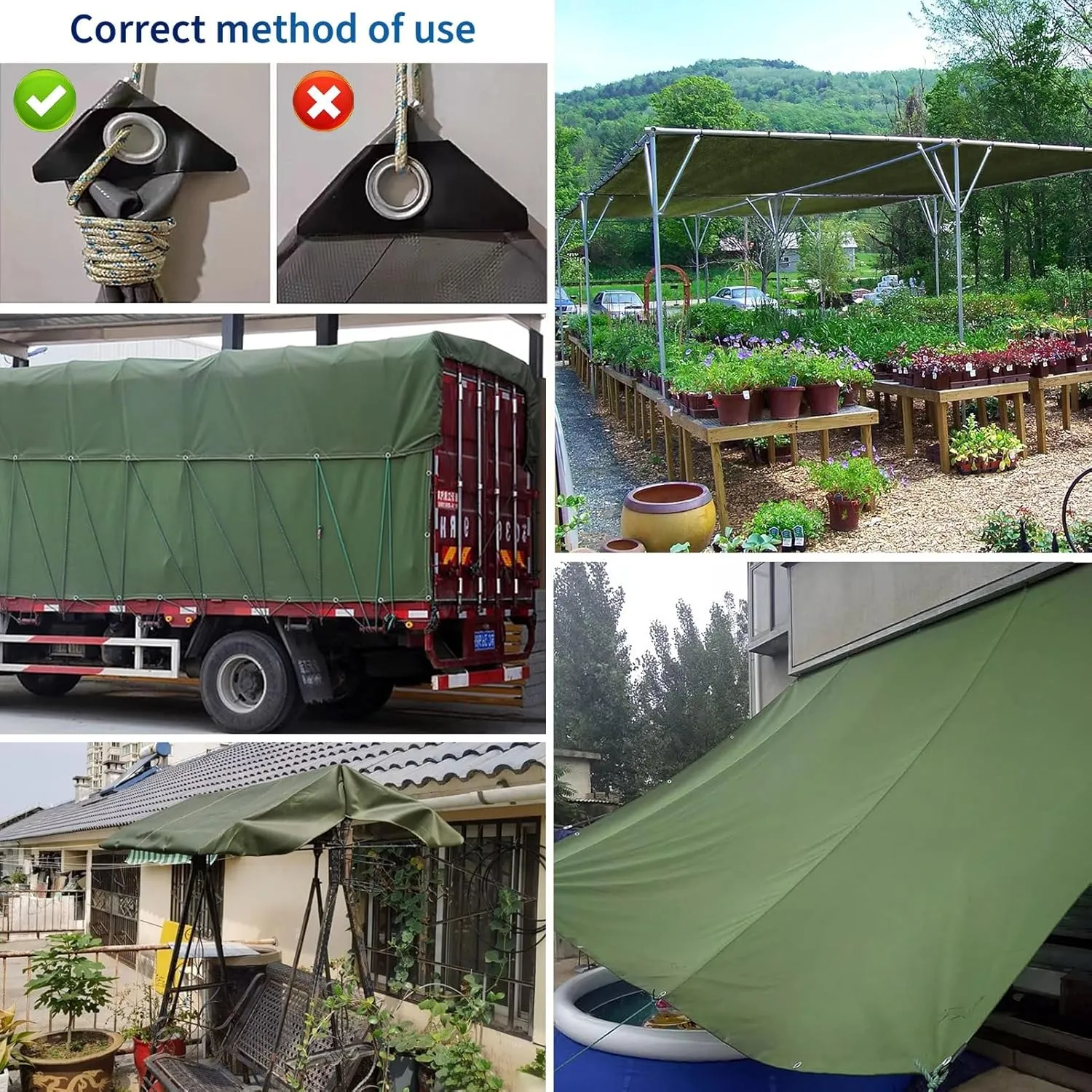 Small Multipurpose Cover, Canvas Tarps Heavy Duty Camping Tent Tarp Hammock Canopy Ground Sheet Rain Fly(1.2x1.5m)