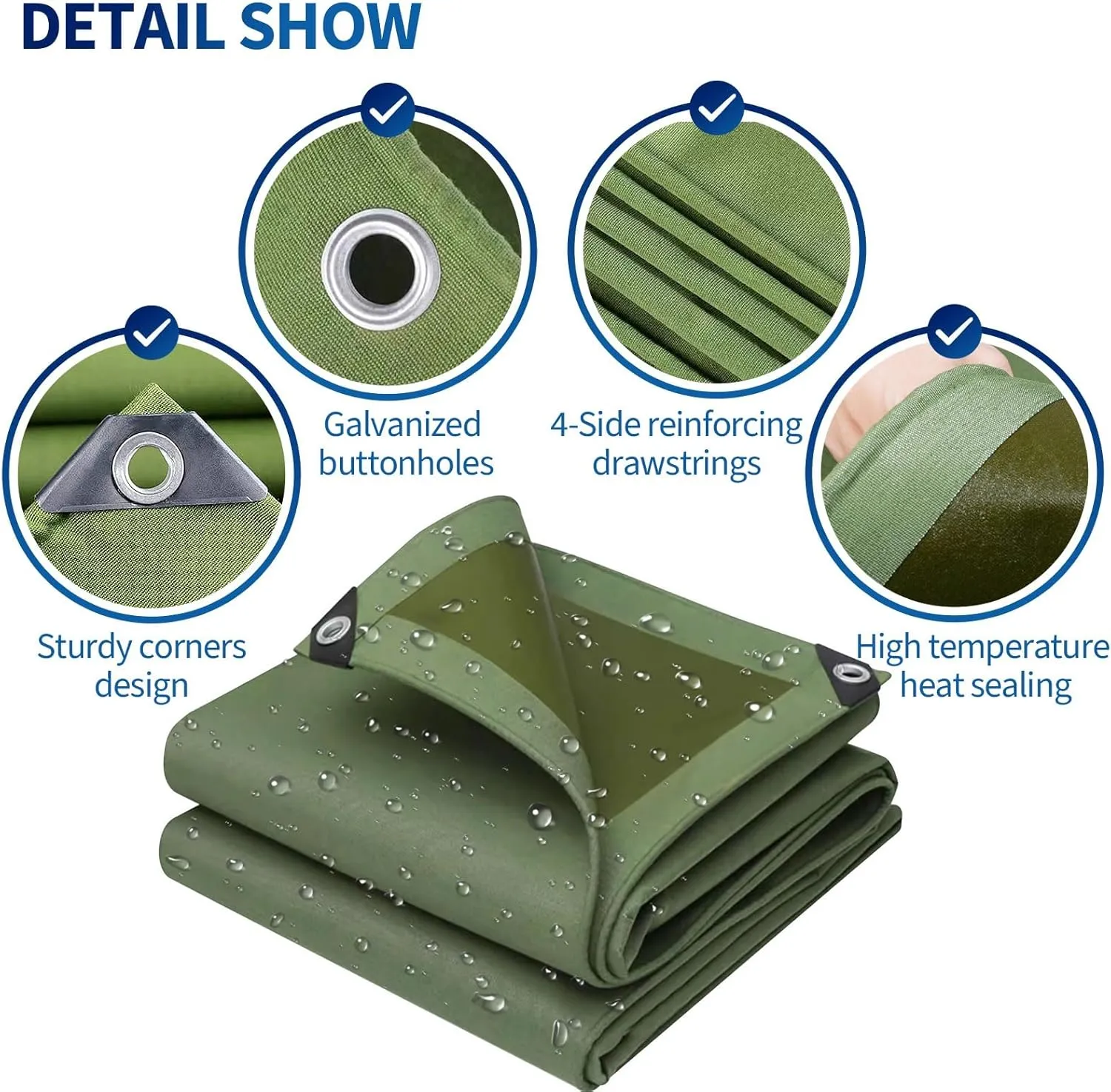 Small Multipurpose Cover, Canvas Tarps Heavy Duty Camping Tent Tarp Hammock Canopy Ground Sheet Rain Fly(1.2x1.5m)