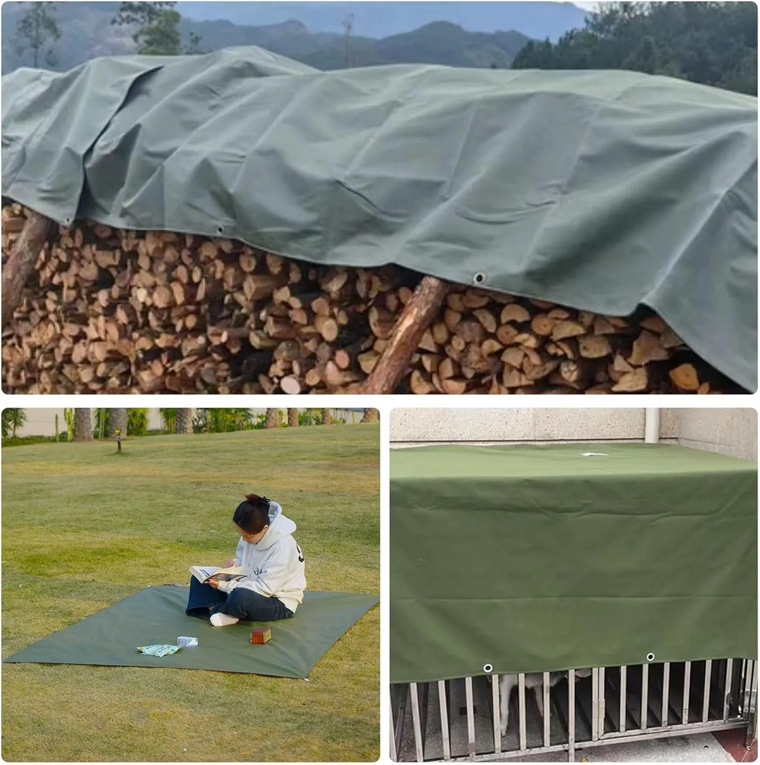 Small Multipurpose Cover, Canvas Tarps Heavy Duty Camping Tent Tarp Hammock Canopy Ground Sheet Rain Fly(1.2x1.5m)