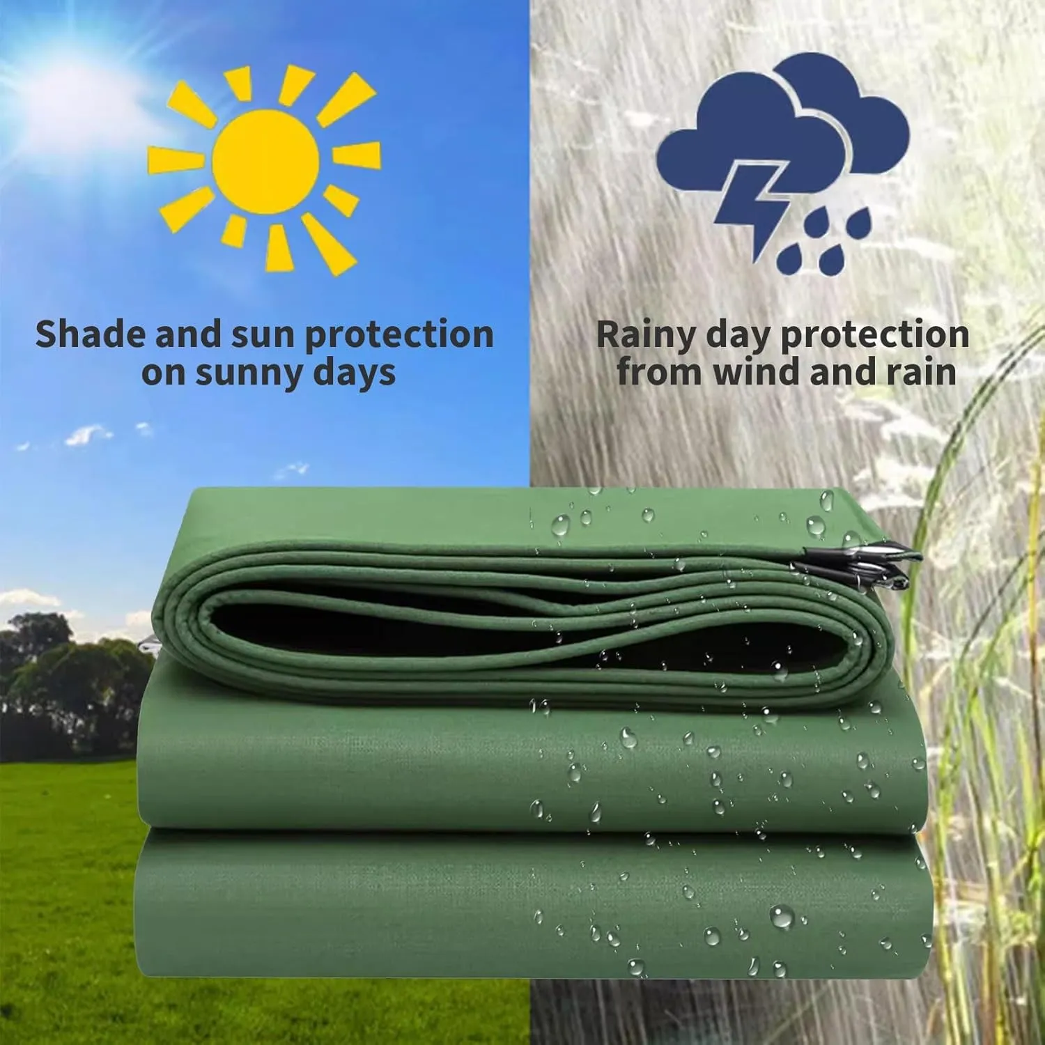 Small Multipurpose Cover, Canvas Tarps Heavy Duty Camping Tent Tarp Hammock Canopy Ground Sheet Rain Fly(1.2x1.5m)