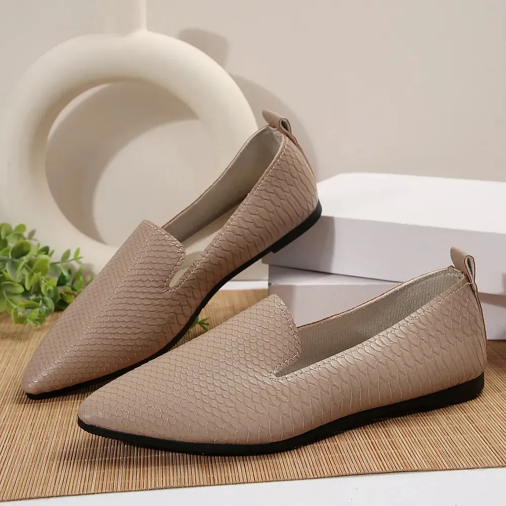 Snake Print Pointed Toe Slip-Ons