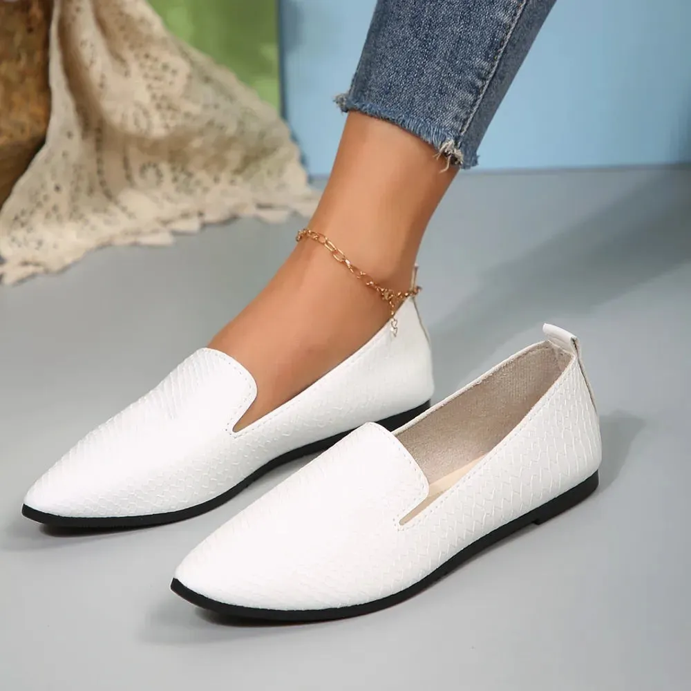 Snake Print Pointed Toe Slip-Ons