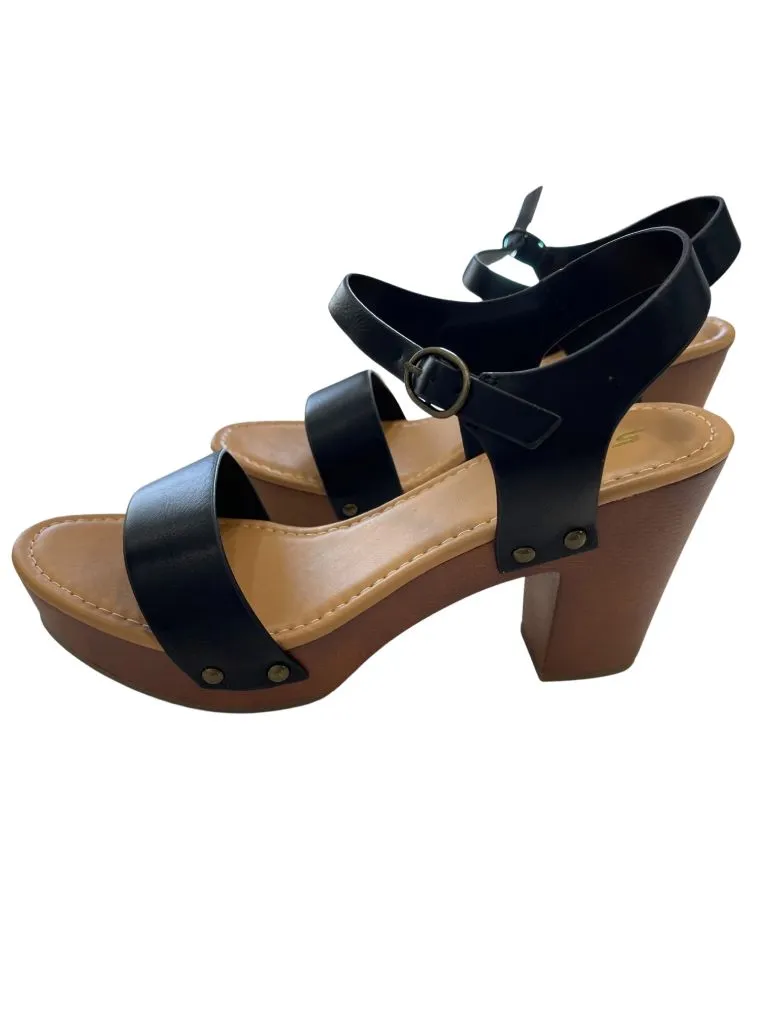 Soda Black Chivas Ankle Strap Sandal Wedges