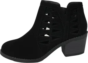 Soda Girl's Triangle Cutout Side Chunky Stacked Heel Ankle Boot