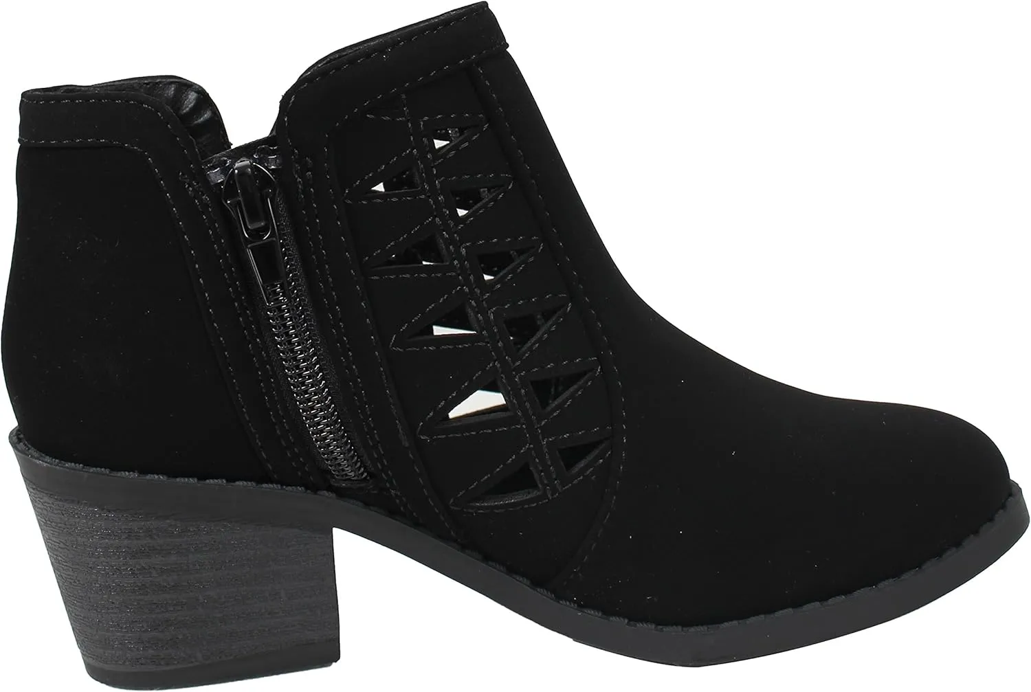 Soda Girl's Triangle Cutout Side Chunky Stacked Heel Ankle Boot