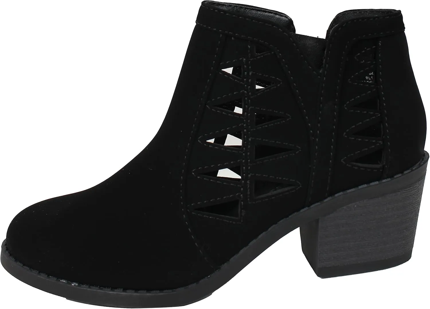 Soda Girl's Triangle Cutout Side Chunky Stacked Heel Ankle Boot