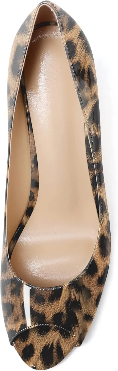 Soireelady Women Wedge Heel Pumps Peep Toe Wedges Slip On Wedge Heels Classic Wedge Heeled Shoes