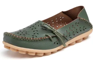 Solaud Women's Driving Moccasins Loafers Casual Round Toe Soft Comfortable Leather Loafers Breathable Slip On Walking Shoes