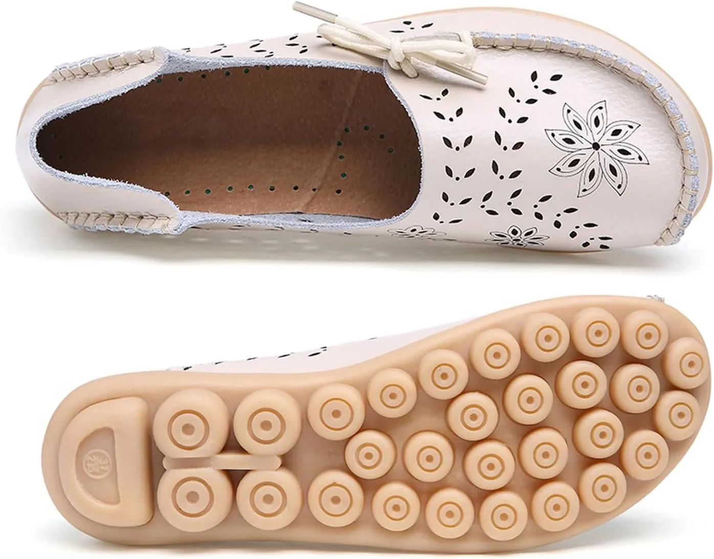 Solaud Women's Driving Moccasins Loafers Casual Round Toe Soft Comfortable Leather Loafers Breathable Slip On Walking Shoes