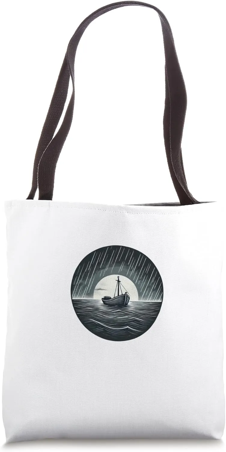 Solitary Boat Sad Melancholic Graphic - S32 Tote Bag