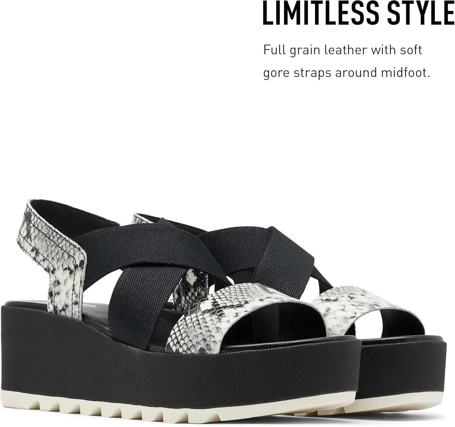 Sorel Women's Cameron Flatform Slingback Sandal - Black, Snake