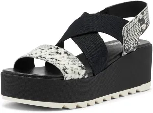 Sorel Women's Cameron Flatform Slingback Sandal - Black, Snake