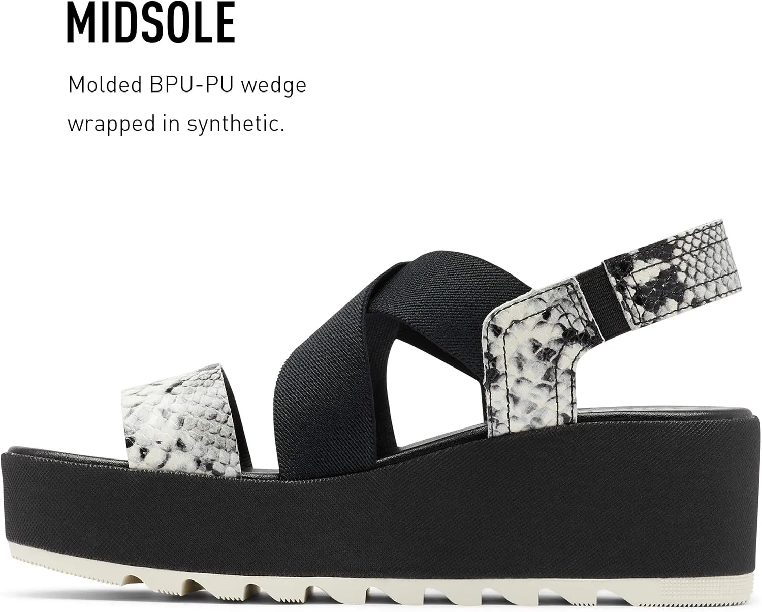 Sorel Women's Cameron Flatform Slingback Sandal - Black, Snake